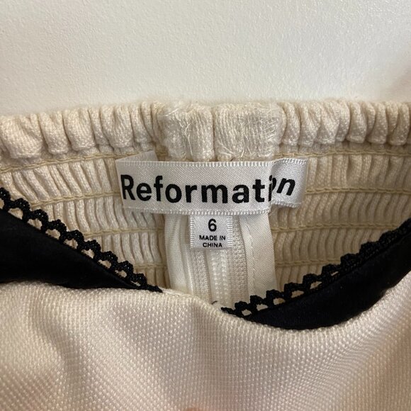 Reformation Melanie Top in Ivory/Black, Like New - Picture 7 of 10